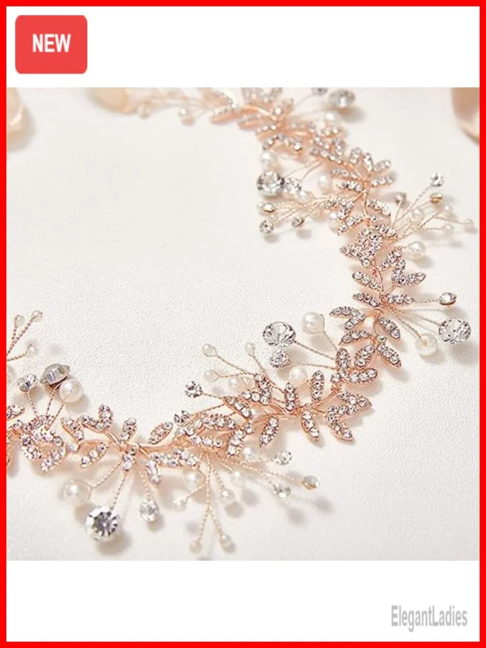 Bridal Headband Hair Vine with Crystal and Pearl Details